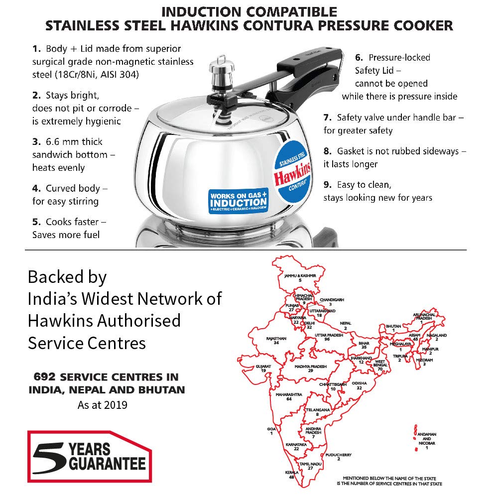 Stainless Steel Pressure Cooker, 3 Liter W361