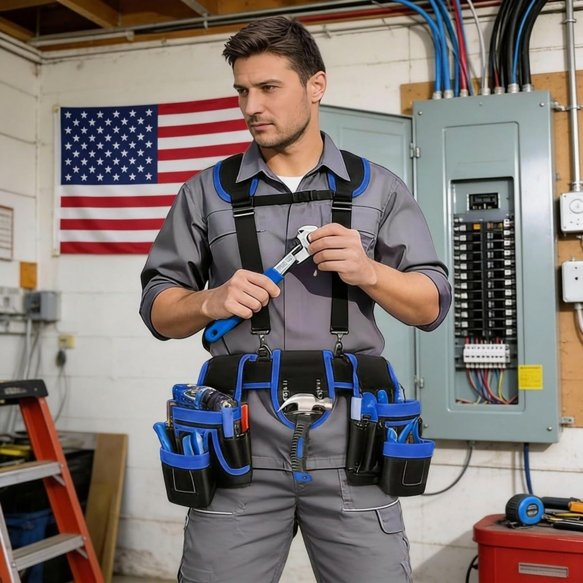 Heavy Duty Magnetic Tool Belt with Suspenders E585083