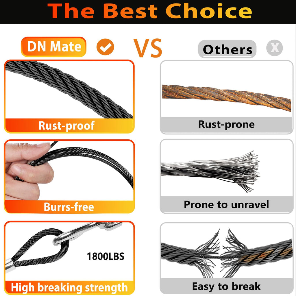 Black Stainless Steel Cable for Railing 220FT 1/8" T316 Wire Rope Y84133