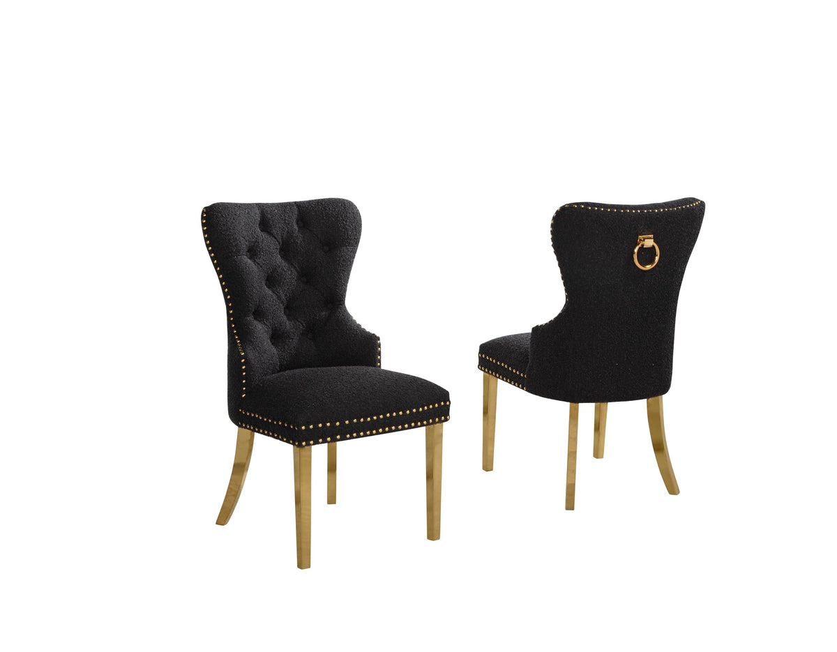 Black Boucle Upholstered Dining Chairs Set of 2 X43900