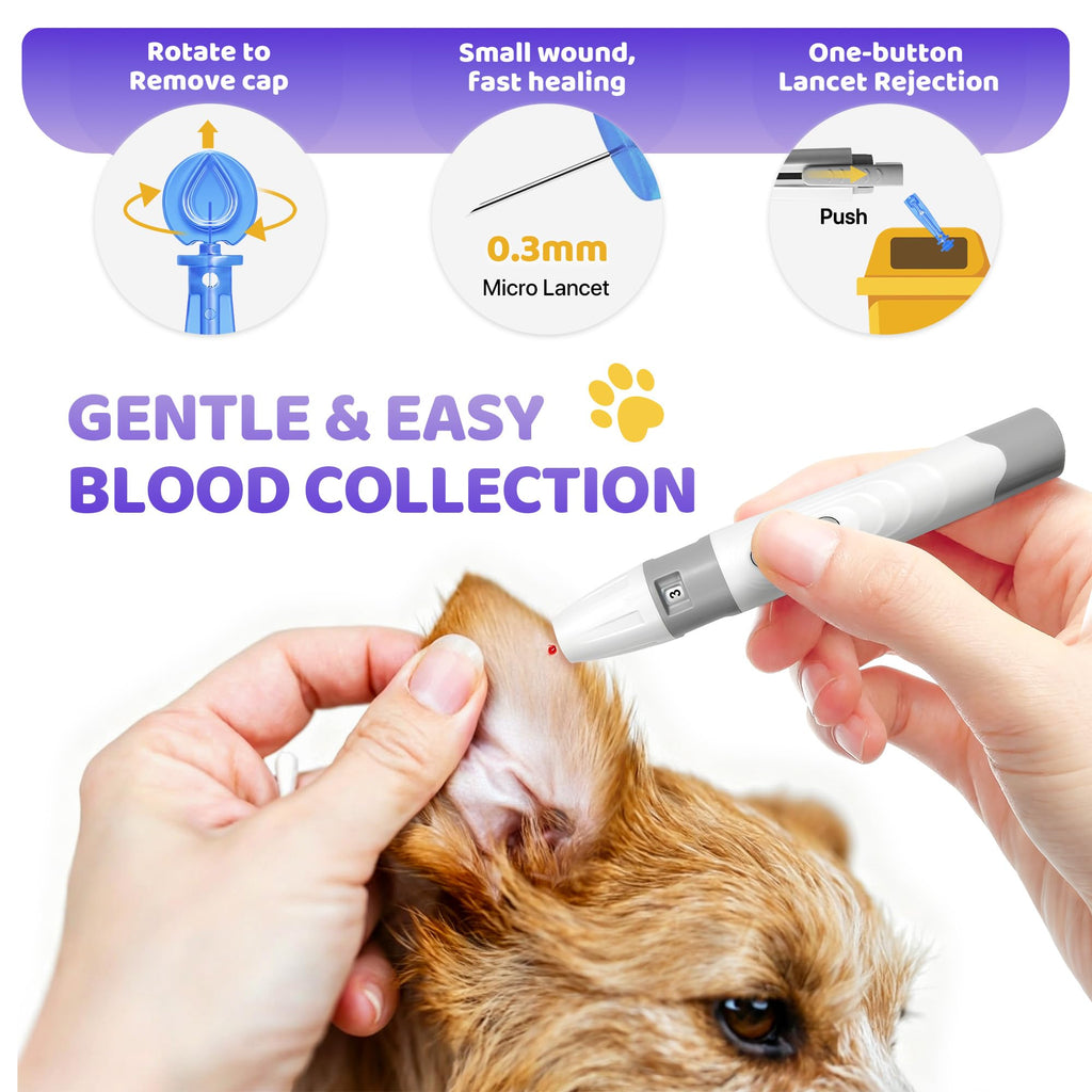 Pet Glucose Monitor Kit, 100 Strips+Lancets G947404