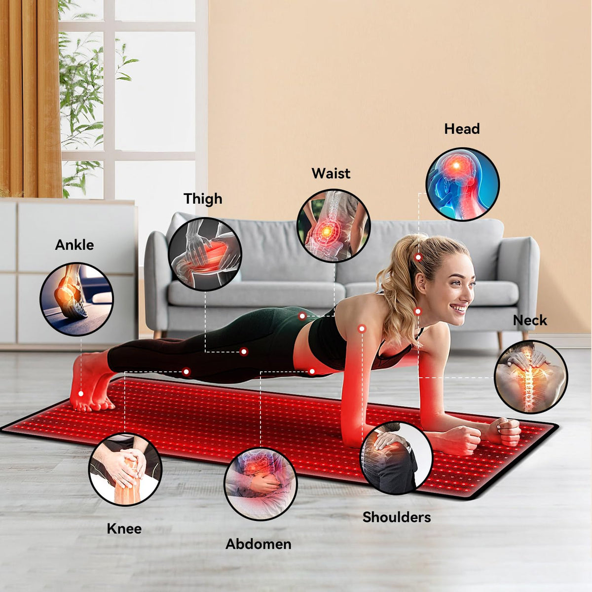 Red Light Therapy Mat 3840pcs LED 660nm 850nm 71''x 32'' R308676