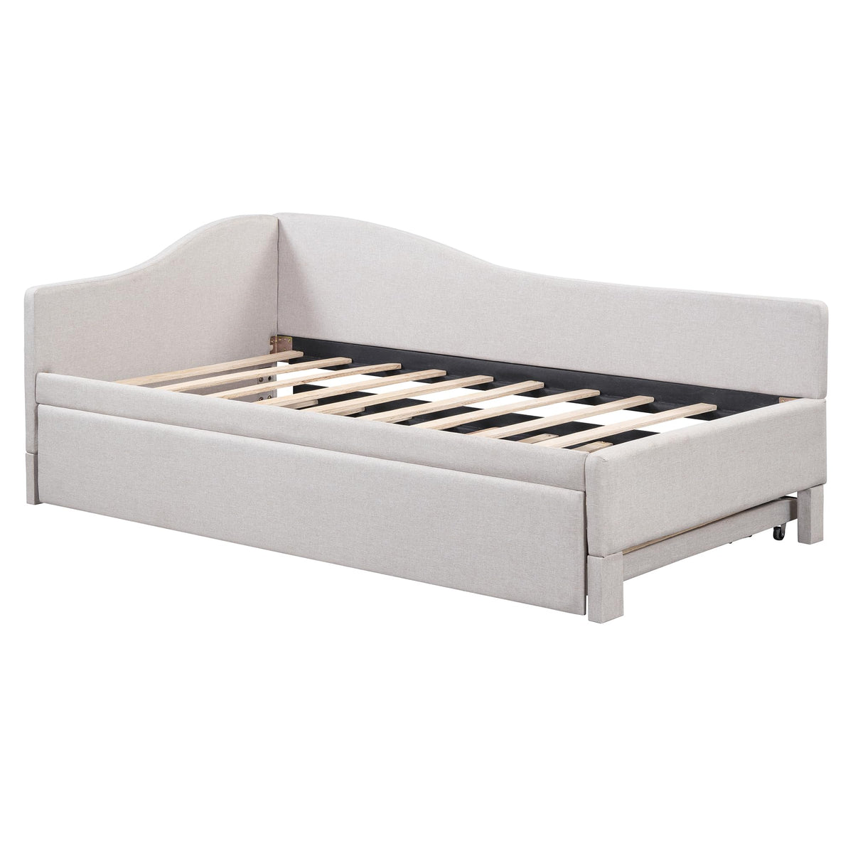 Twin Size Upholstered Linen Daybed with Pop up Trundle V122