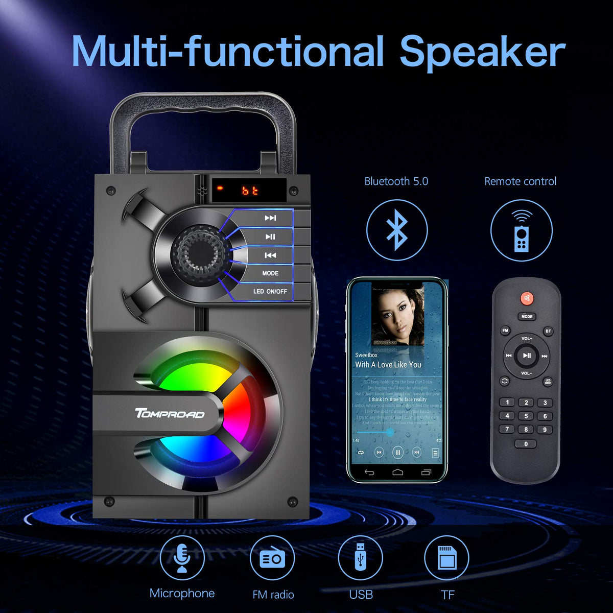 Portable Bluetooth Speaker with Subwoofer K899