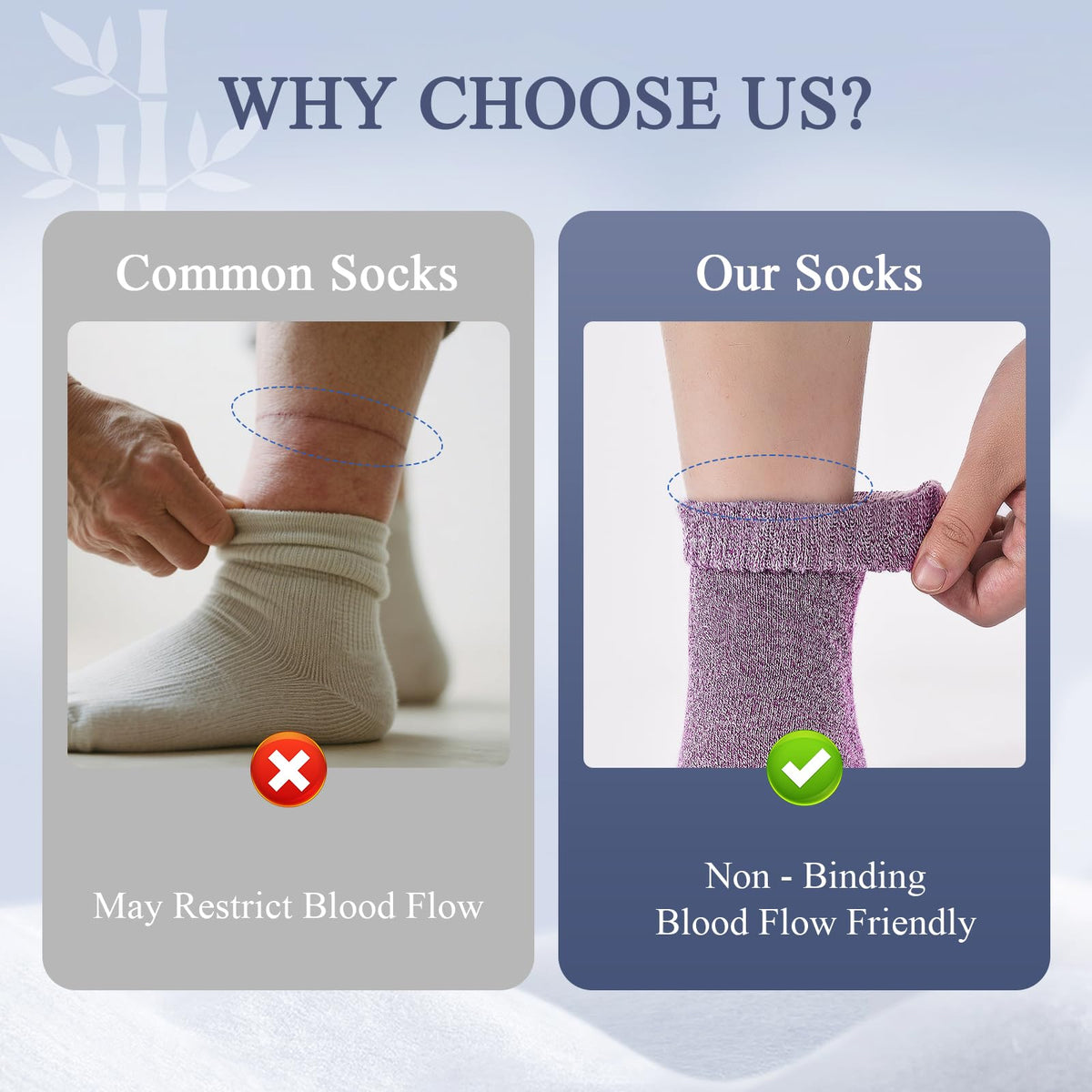 Bamboo Viscose Non Binding Wide Top Ankle Socks W395
