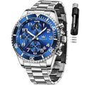 Mens Chronograph Moon Phase Two Tone Stainless Steel Waterproof Luminous Wrist Watch U918