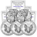 1 oz American Silver Eagle $1 Lot of 5 X422