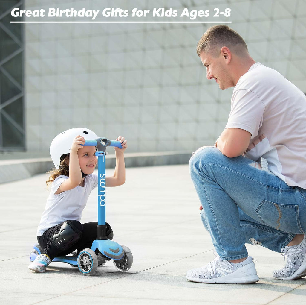 2-in-1 Light Up 3 Wheel Toddler Scooter with Seat E266824