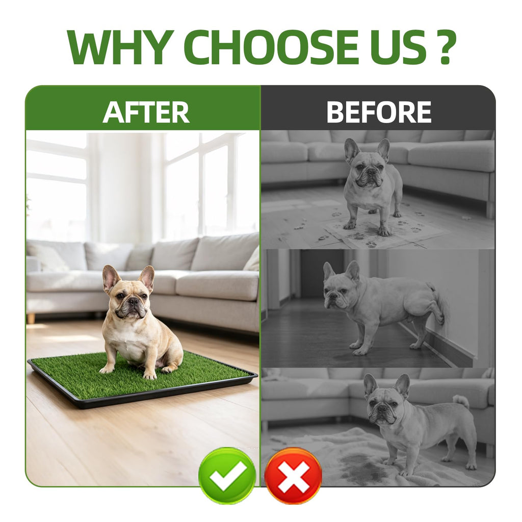 Dog Grass Pad with Tray, 34 x 23 Inch, 2 Artificial Grass Pads V5755