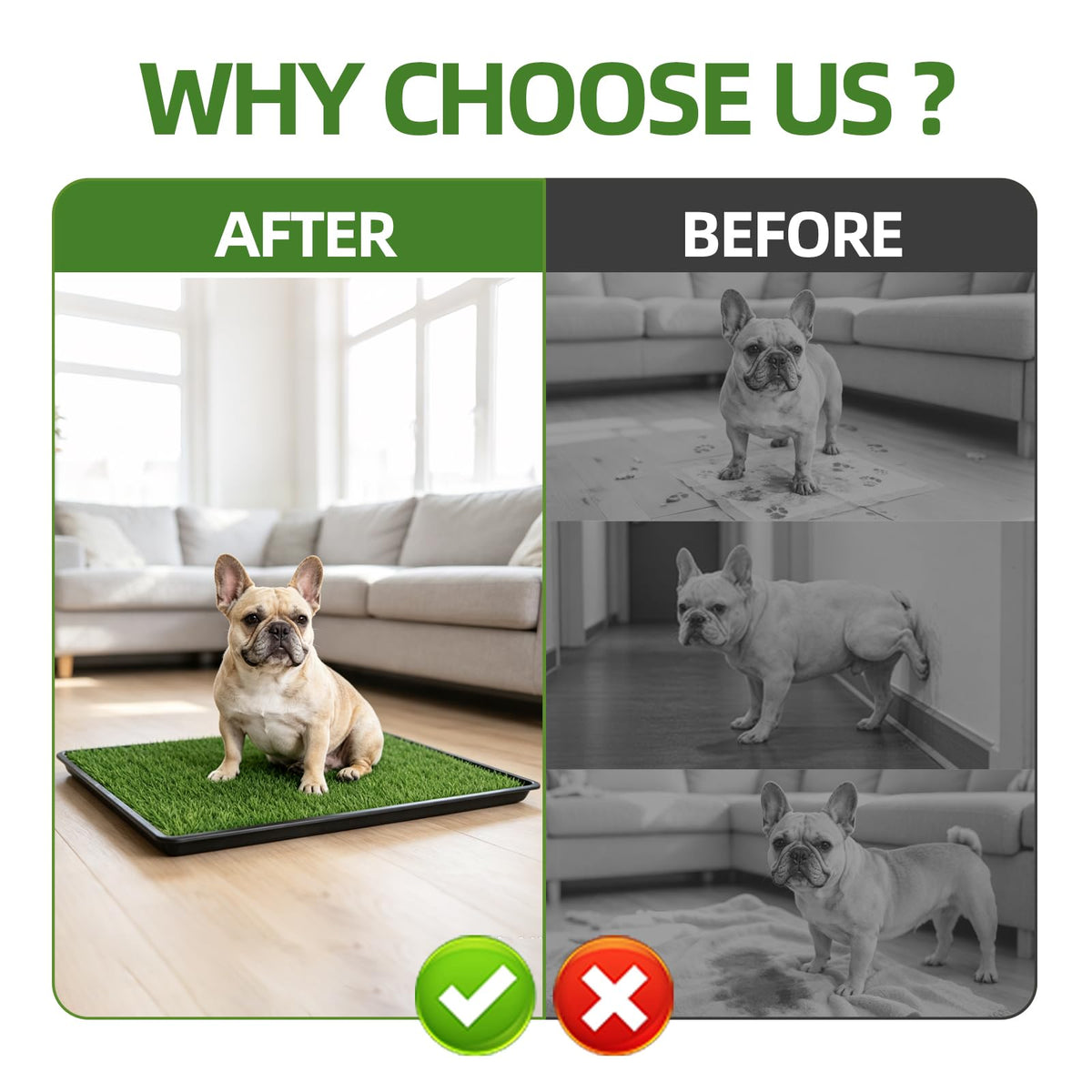 Dog Grass Pad with Tray, 34 x 23 Inch, 2 Artificial Grass Pads V5755