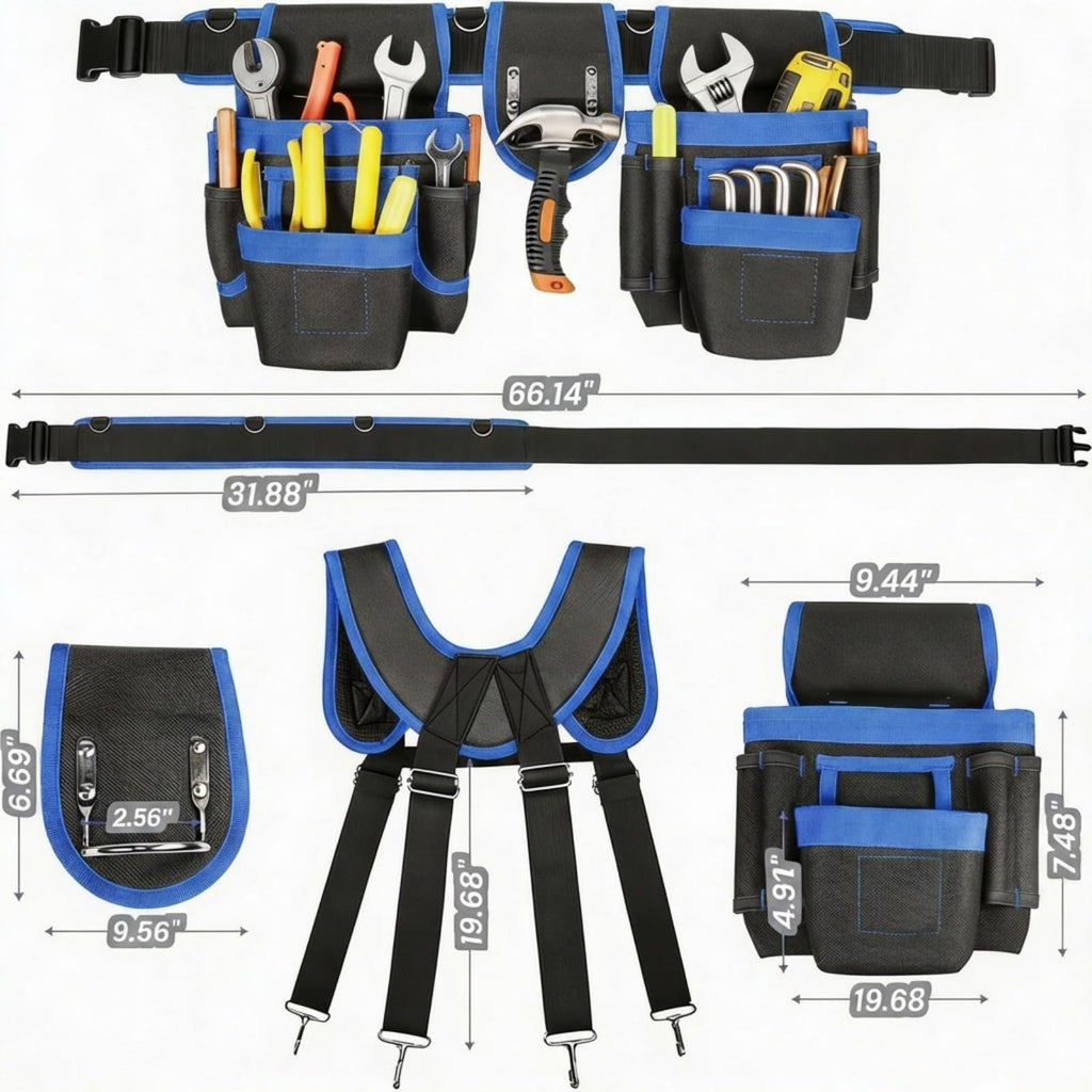 Heavy Duty Magnetic Tool Belt with Suspenders E585083