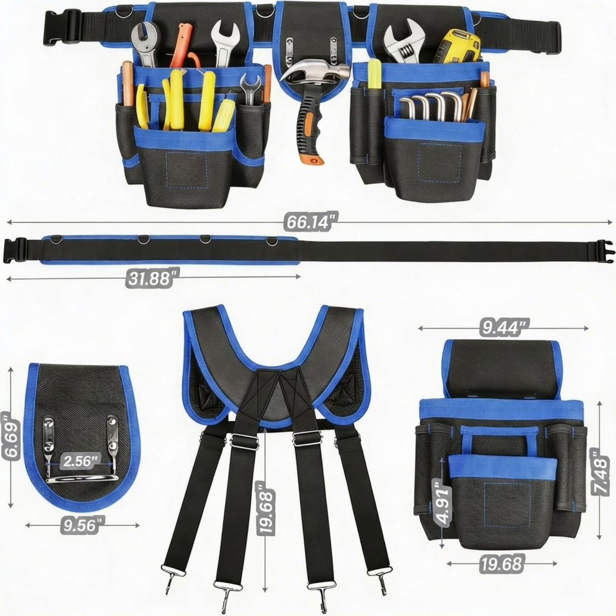 Heavy Duty Magnetic Tool Belt with Suspenders E585083