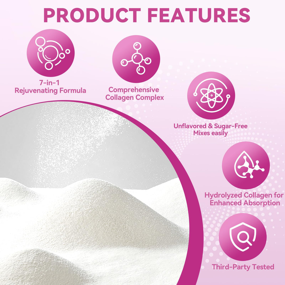 Unflavored Multi Collagen Peptides Powder 1lb I886066
