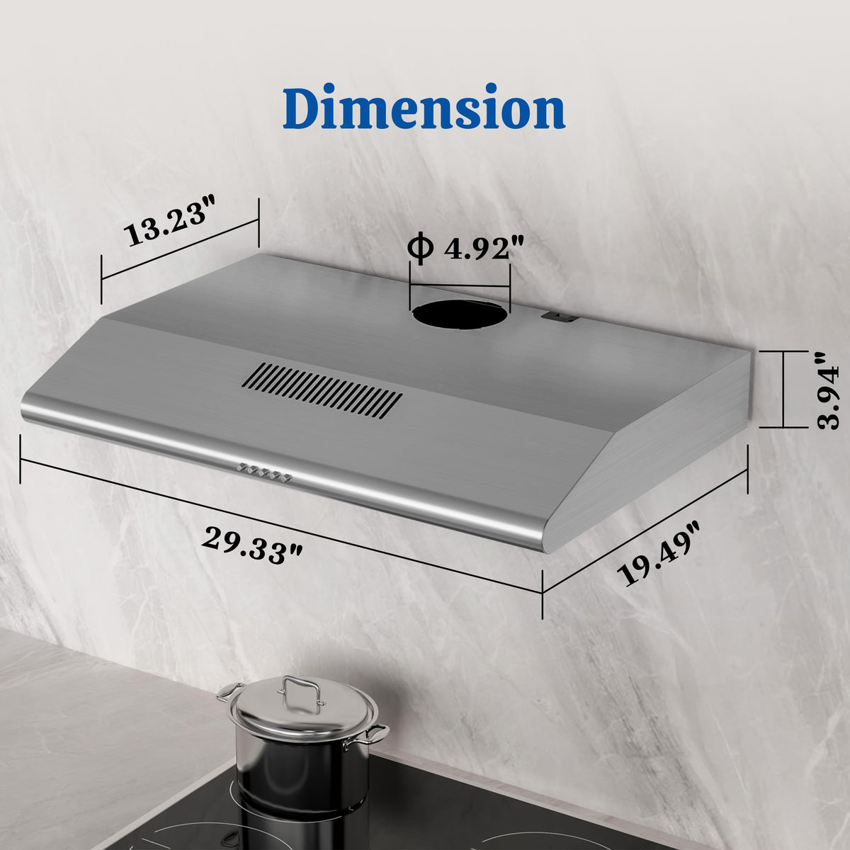30 Inch Convertible Under Cabinet Range Hood L60009