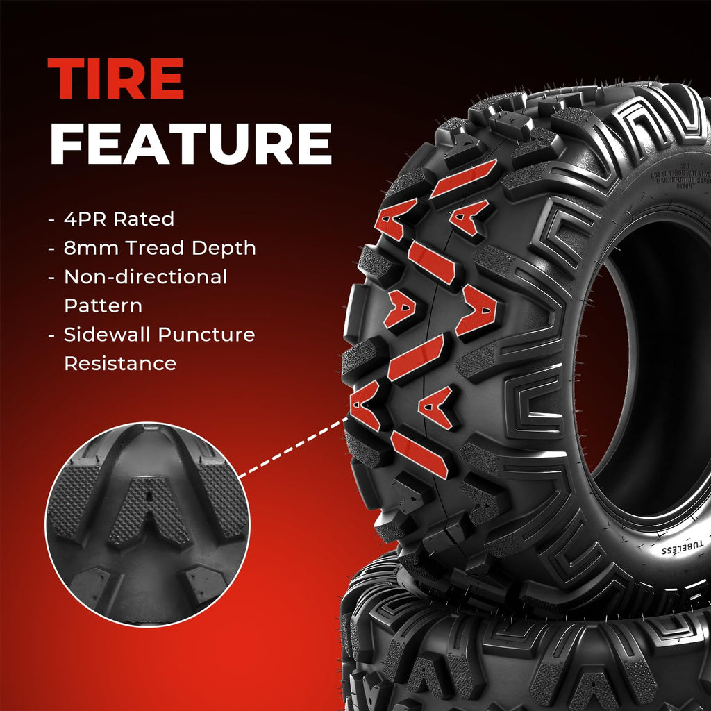 ATV Tires 19x7-8 4-Ply Tubeless Set of 2 Q6009