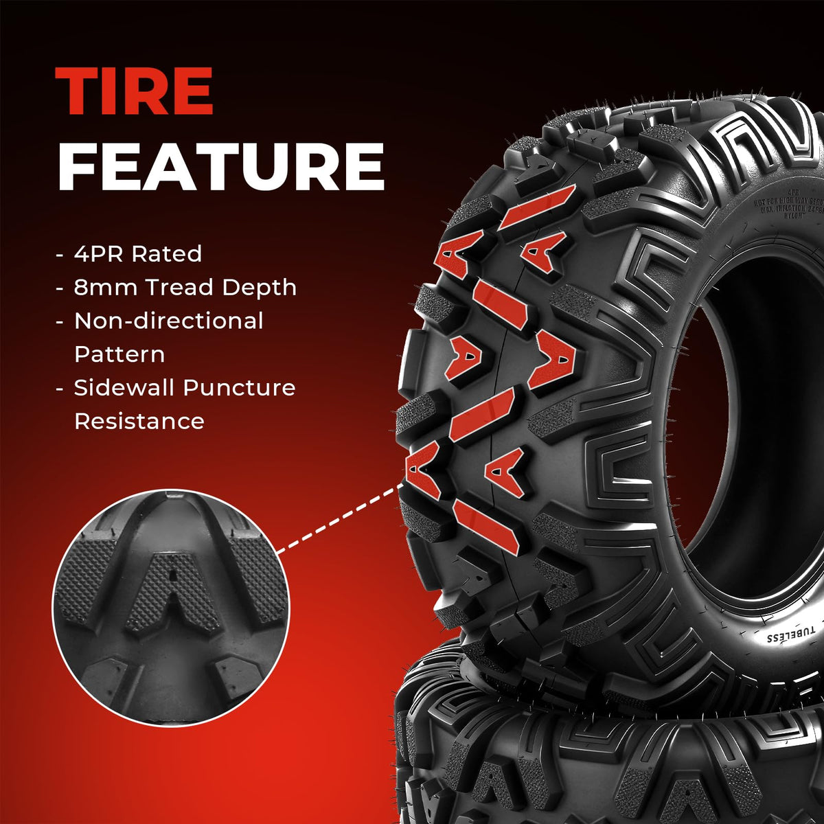 ATV Tires 19x7-8 4-Ply Tubeless Set of 2 Q6009