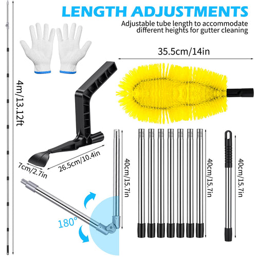13FT Adjustable Gutter Cleaning Brush Kit with Shovel L78198