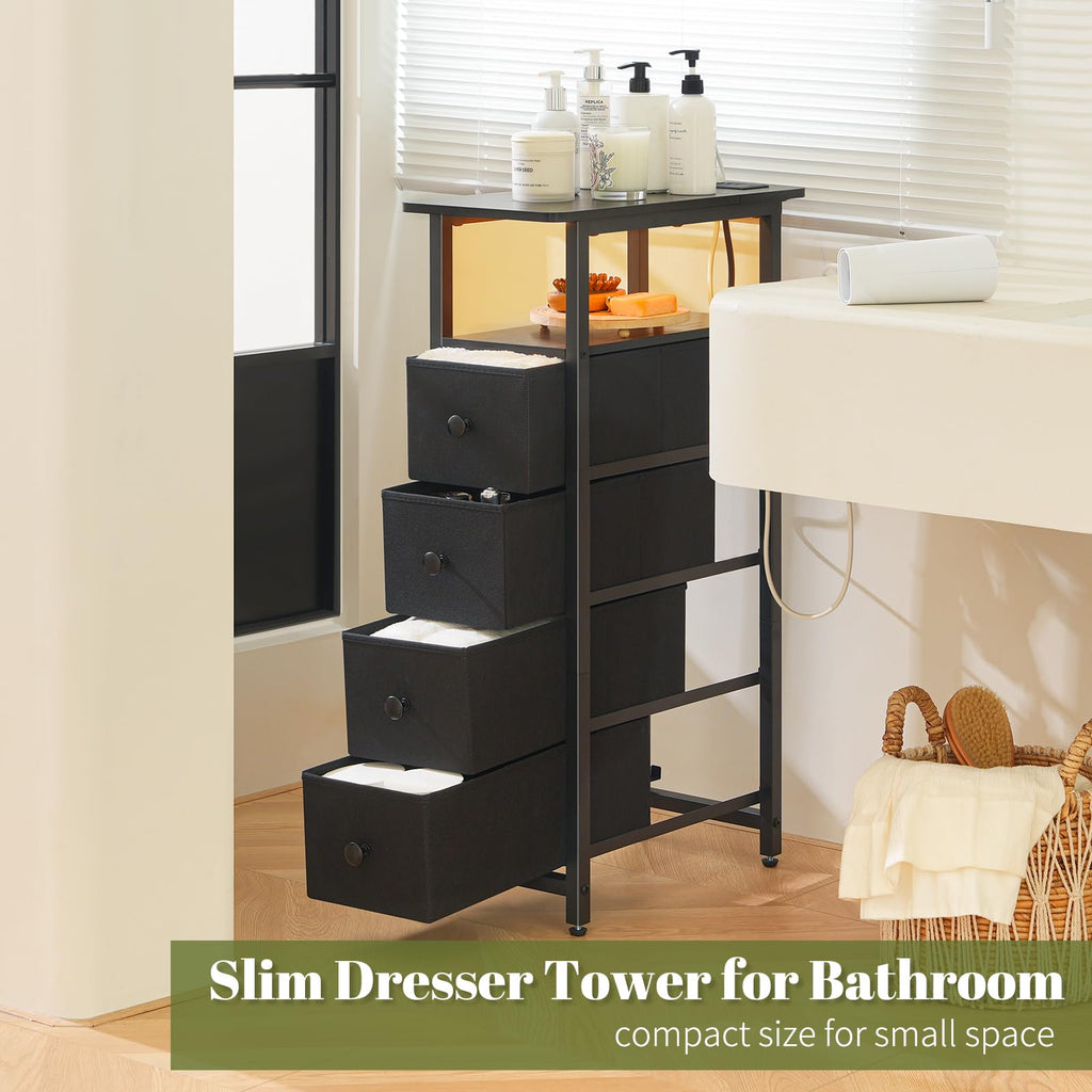 Narrow Nightstand with Charging Station X419866