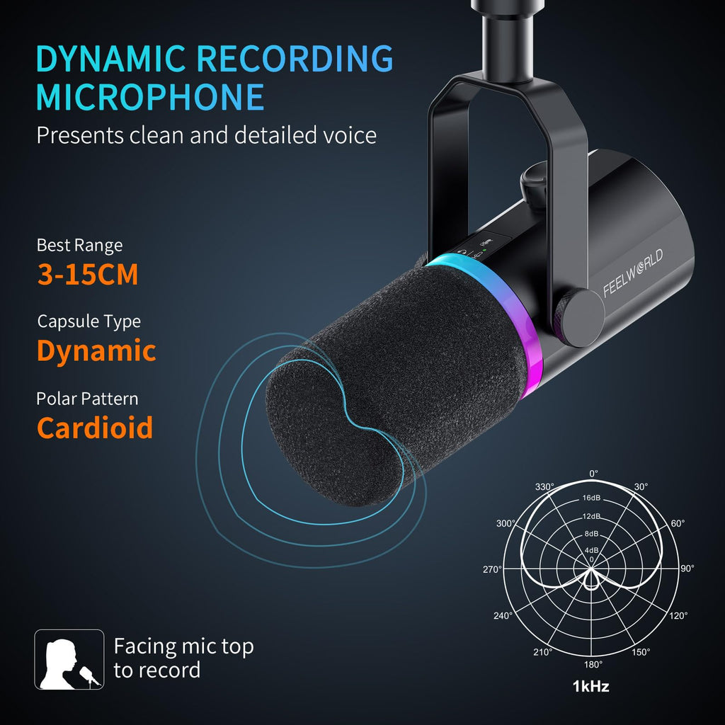 Black Metal Dynamic Microphone with Boom Arm G832746