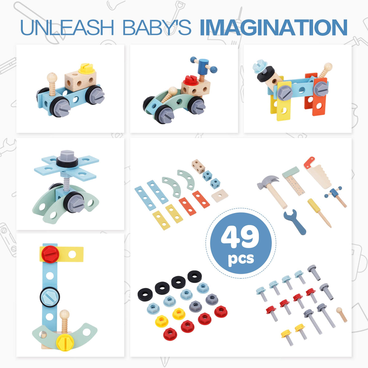 Wooden Baby Walker and Tool Bench S971