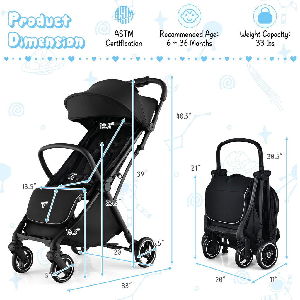 Lightweight Compact Baby Stroller with Canopy M14124