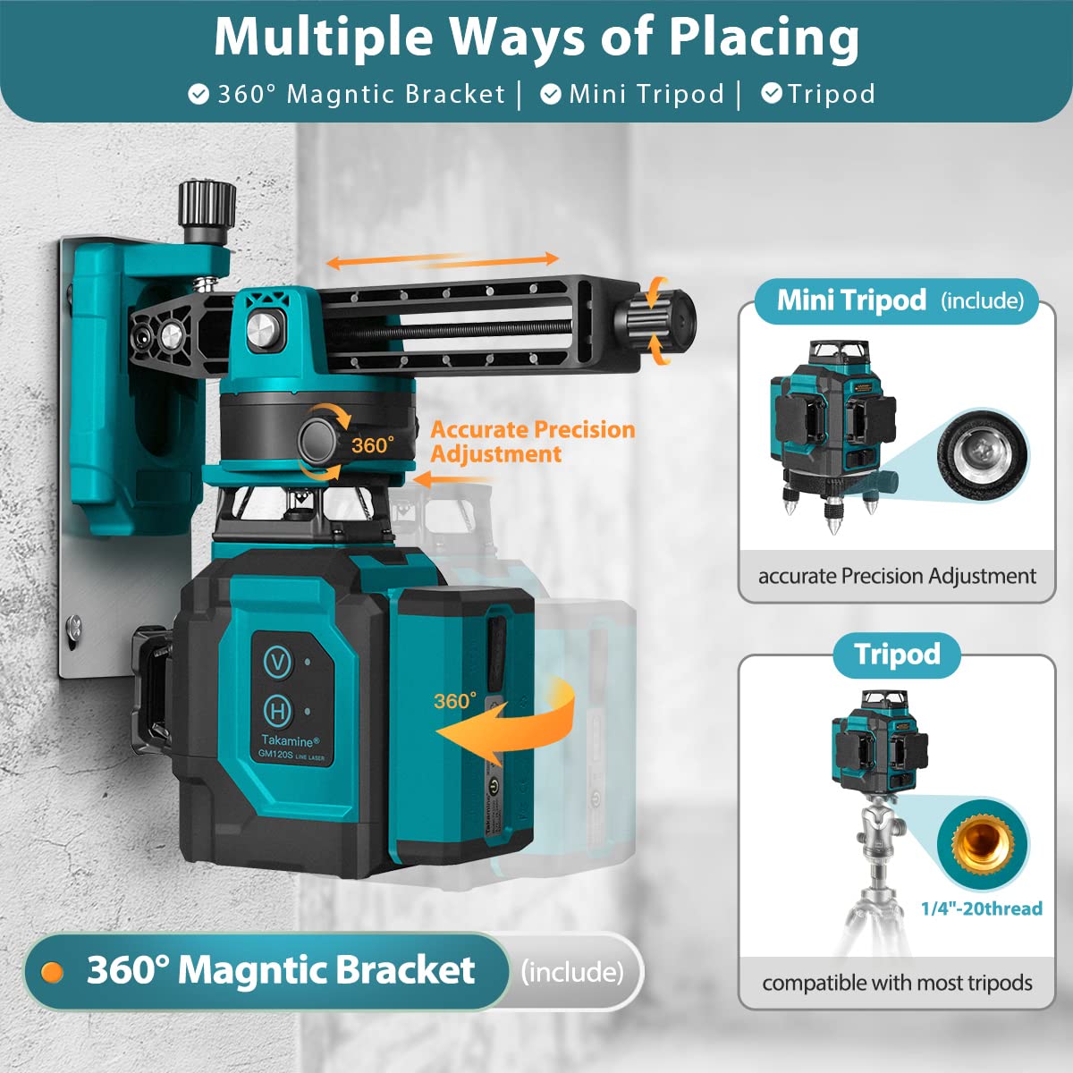 Green 3x360° 12 Lines Self Leveling Laser Level A36361