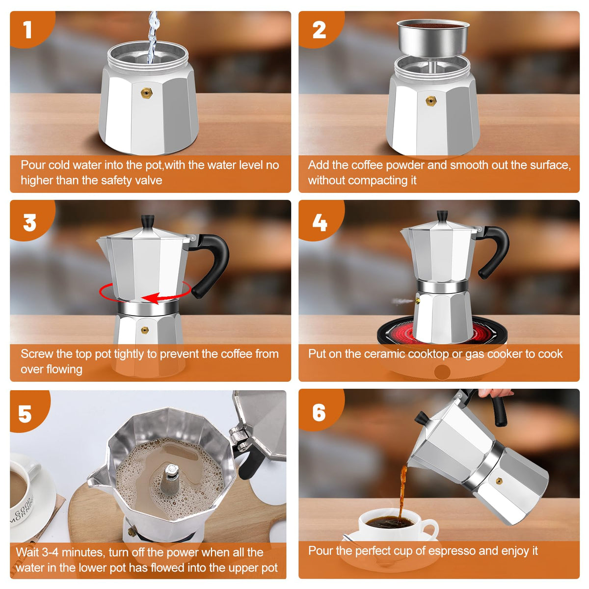 1-2 Cup Aluminum Stovetop Moka Pot Espresso Maker O837