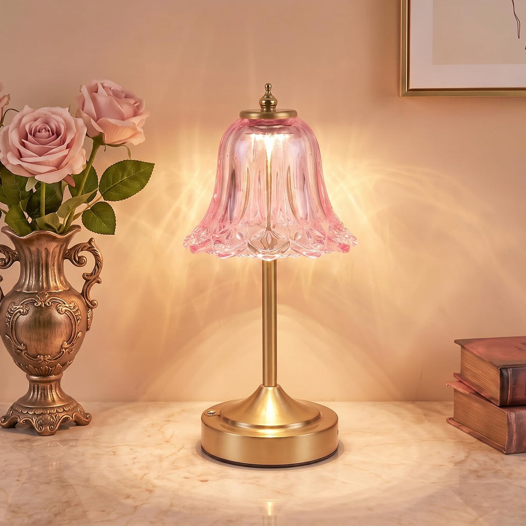 Pink Glass Tulip Flower Touch Lamp W643772
