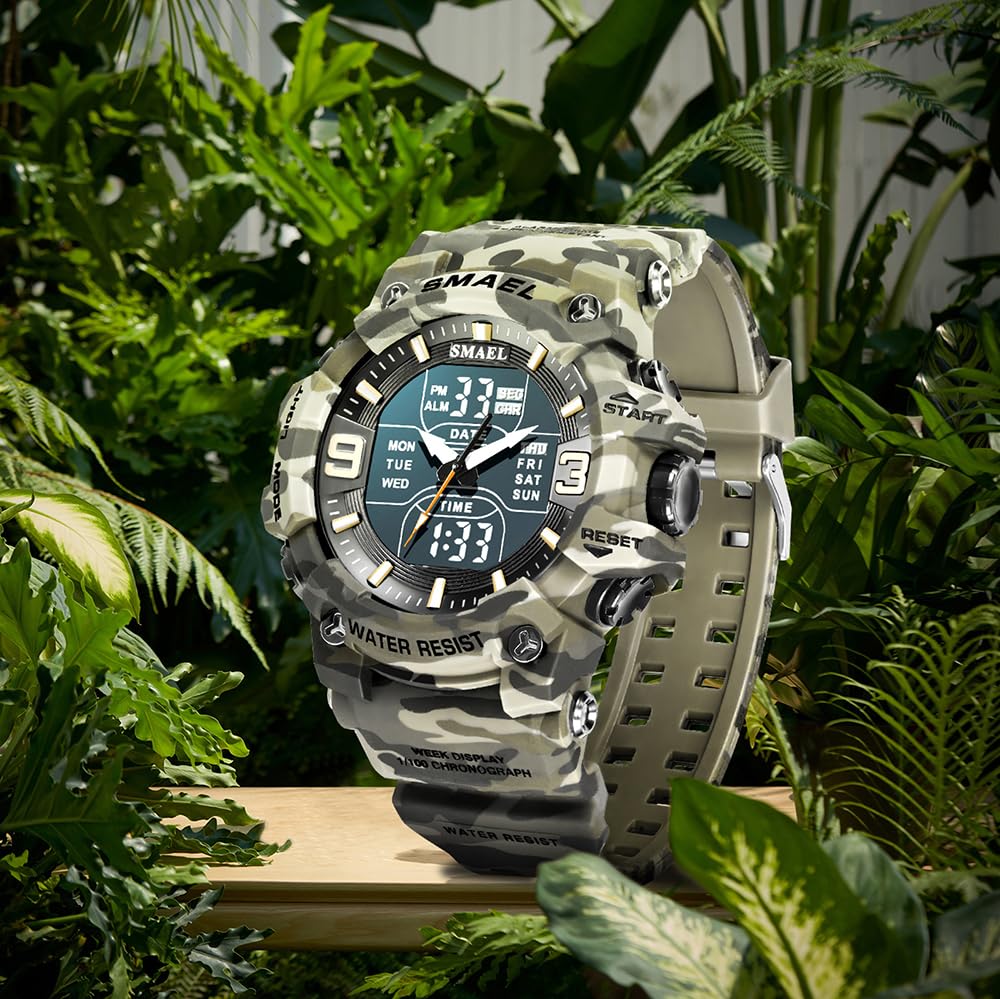 Men Tactical Analog Digital Sport Watch 50M LED C907