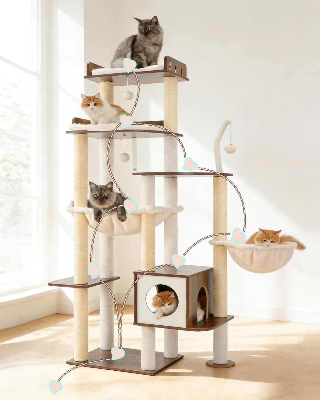 70.5" Wood Tall Cat Tree X95894
