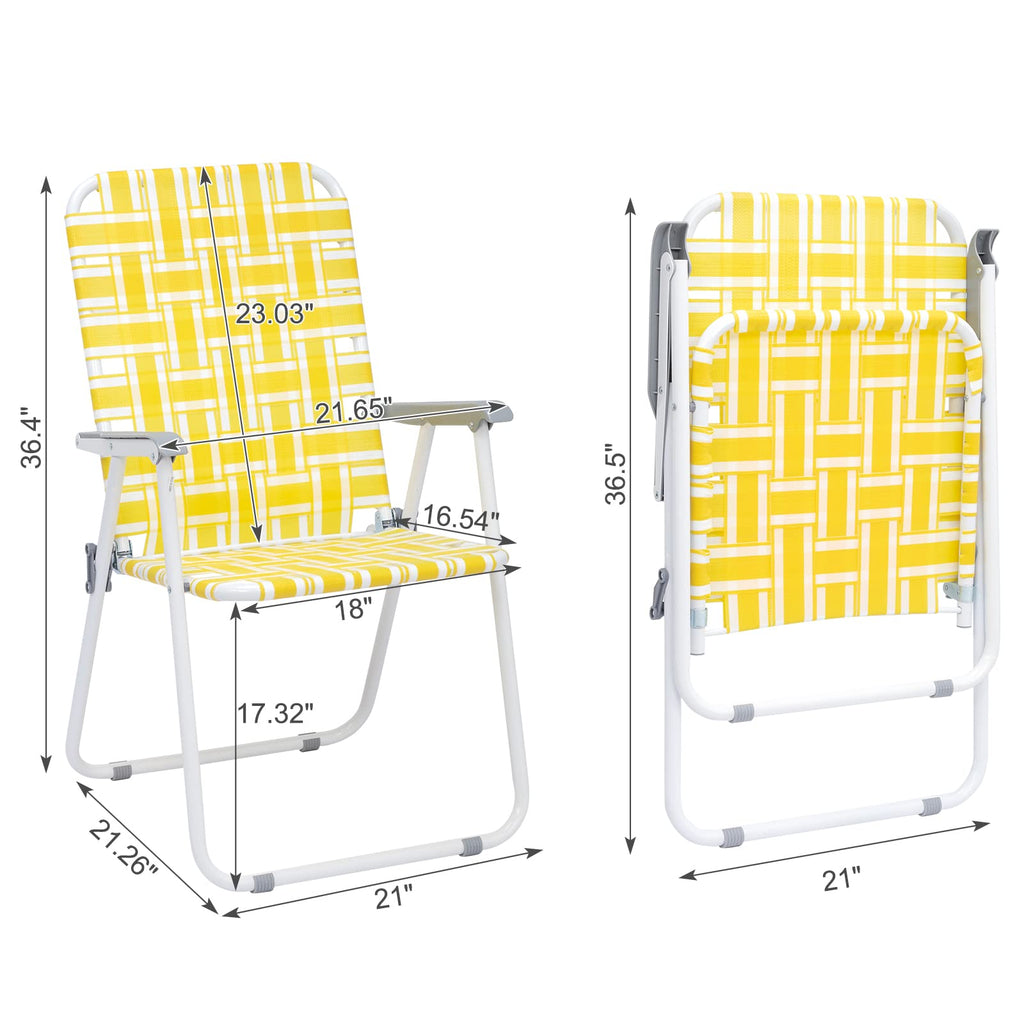 Folding Webbed Camping Chair Set of 2 Yellow M739031