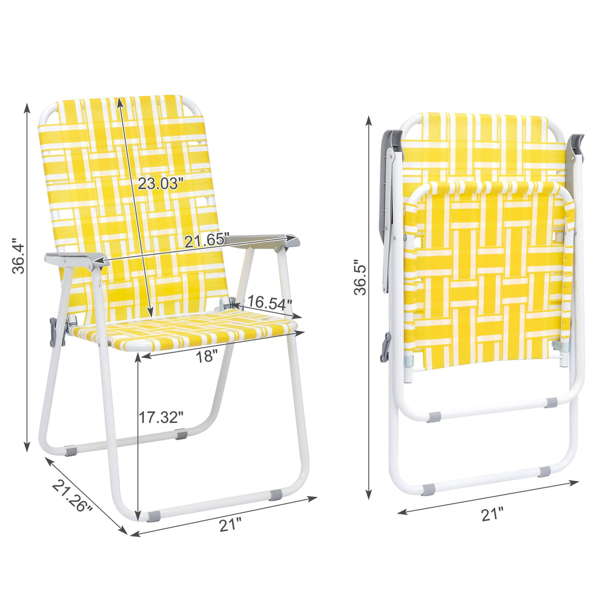 Folding Webbed Camping Chair Set of 2 Yellow M739031
