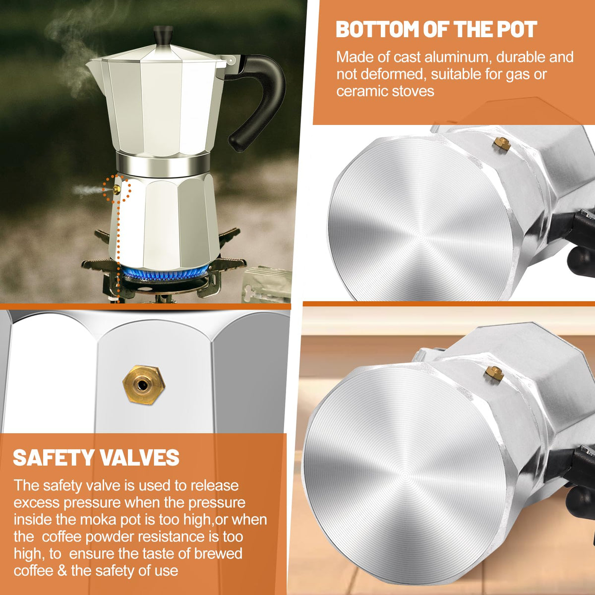 1-2 Cup Aluminum Stovetop Moka Pot Espresso Maker O837
