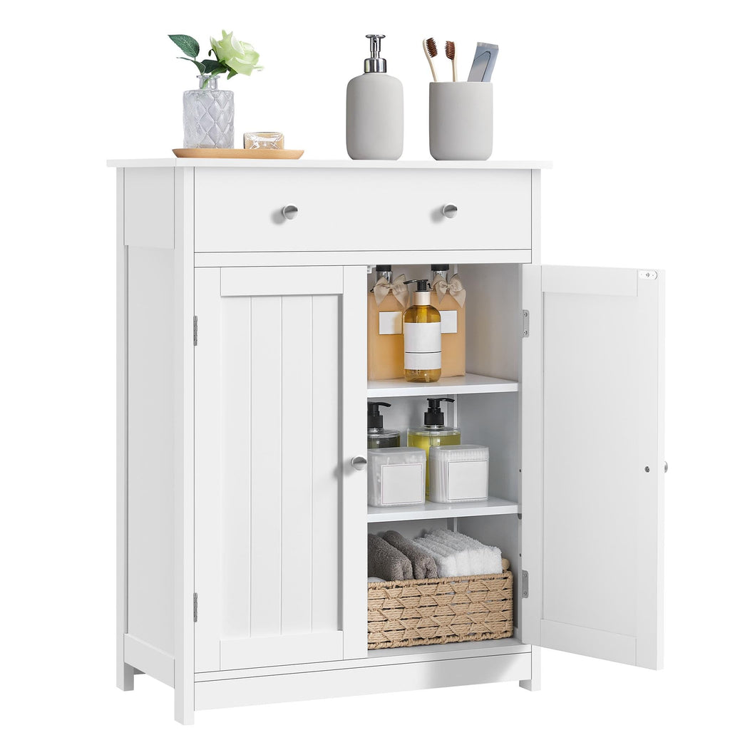 White Bathroom Storage Cabinet with Drawer and 2 Doors M79260