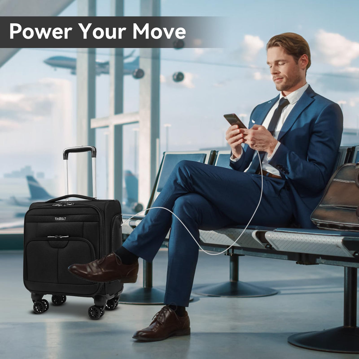 16 Inch Underseat Carry on Luggage with Wheels Black H727483