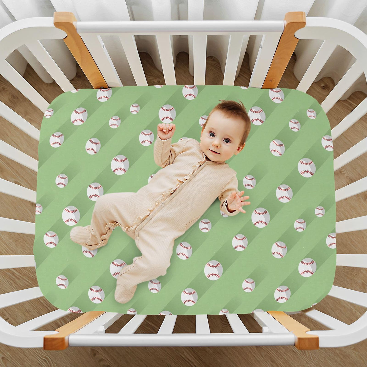 Baseball 3D Print Crib Sheet 52" x 28" S322