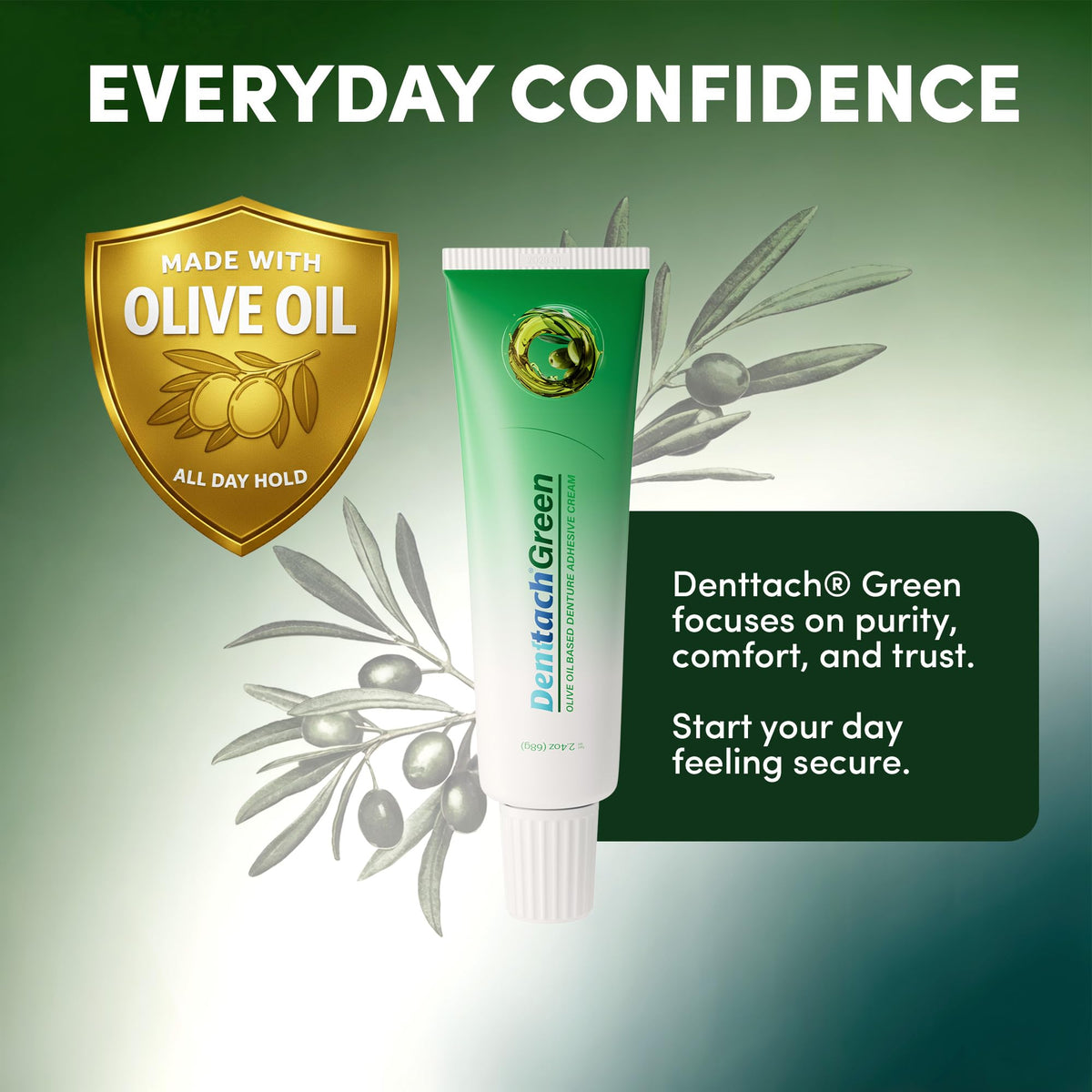 Green Petroleum Free Olive Oil Based Denture Adhesive 2.4 Ounce L80163