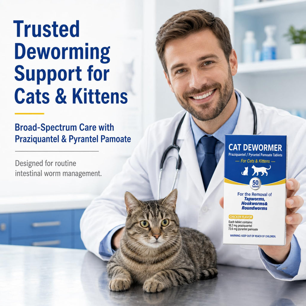 Cat Dewormer Tablets for Tapeworms, Roundworms and Hookworms W1790
