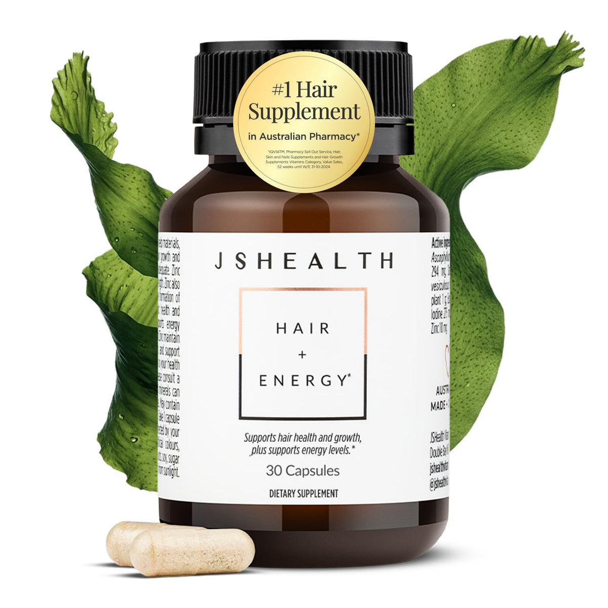 Hair Growth Vitamins with Kelp Iodine and Zinc 30 Capsules B643185