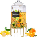 2 Gallon Drink Dispenser with Stand, Glass Lid and Stainless Steel Spigot R3494