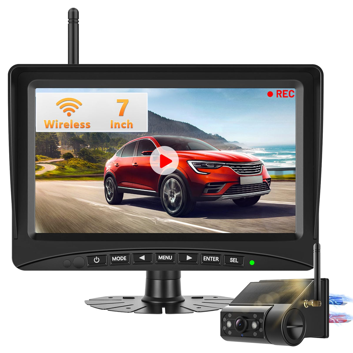 7" Solar Wireless Magnetic Backup Camera F533