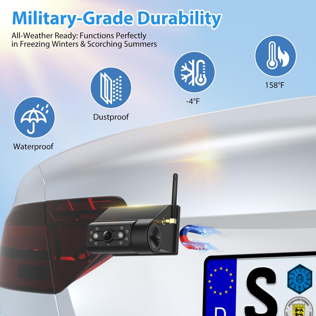7" Solar Wireless Magnetic Backup Camera F533