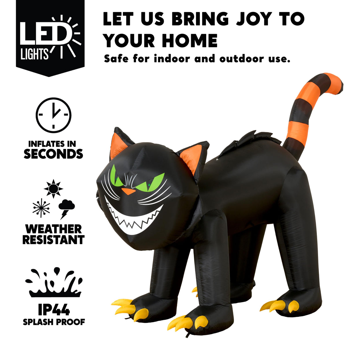 7 ft Black Cat Inflatable with LED Lights V1569