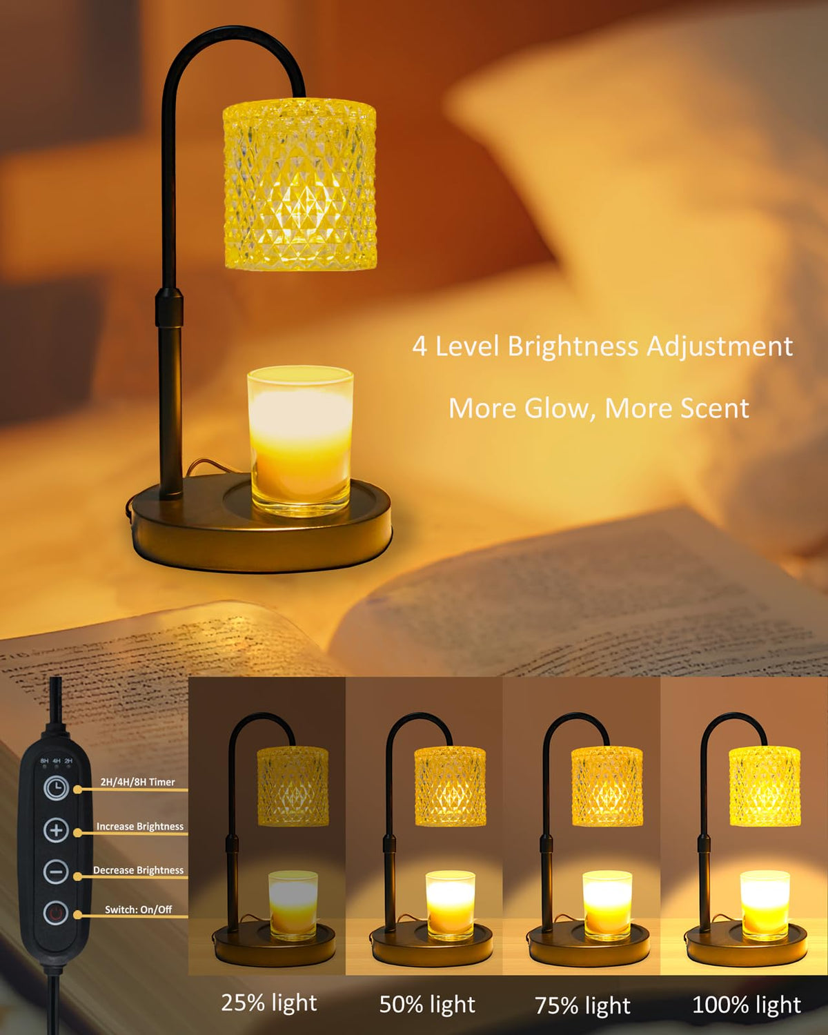 Candle Warmer Lamp with Timer Dimmable Height Adjustable R96651
