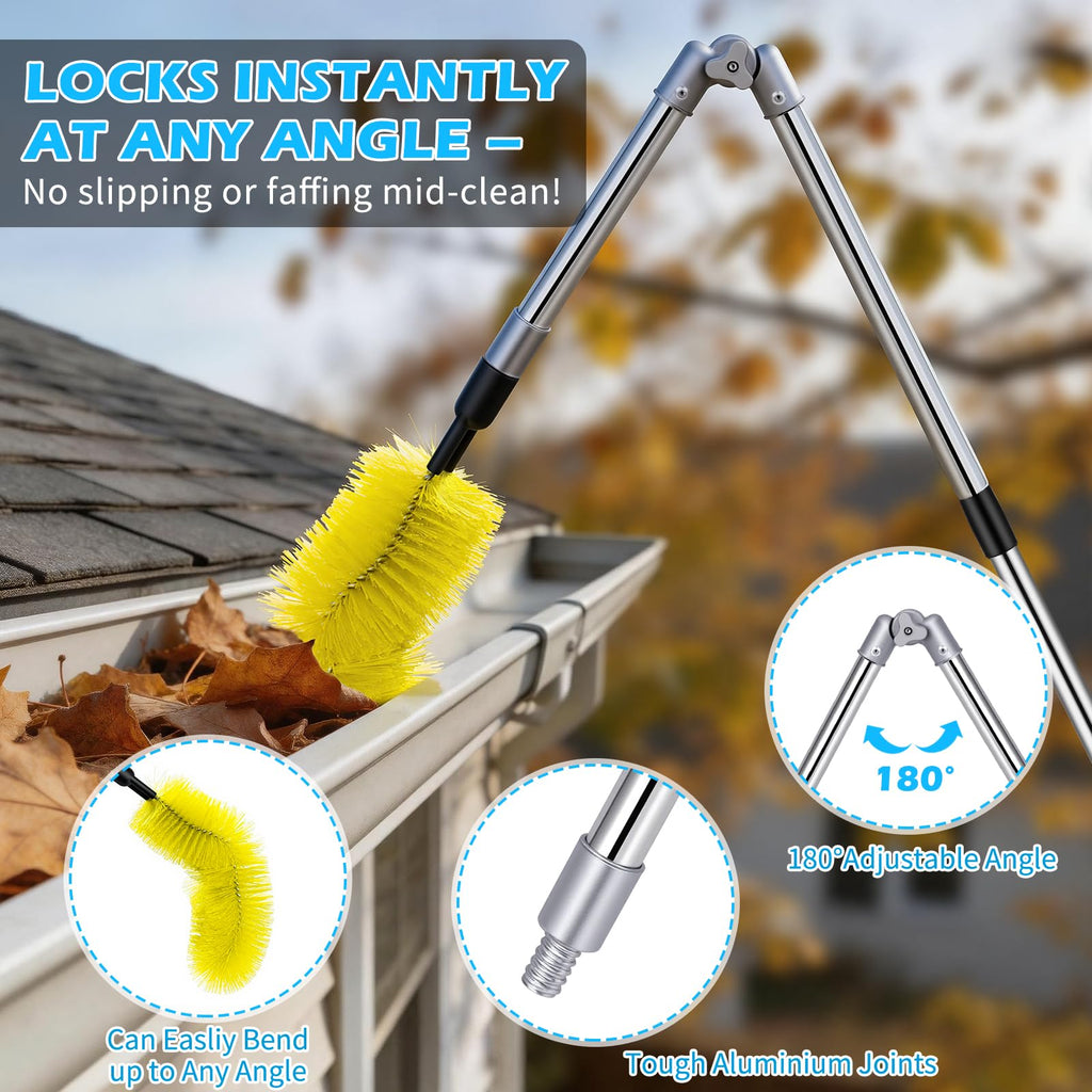 13FT Adjustable Gutter Cleaning Brush Kit with Shovel L78198