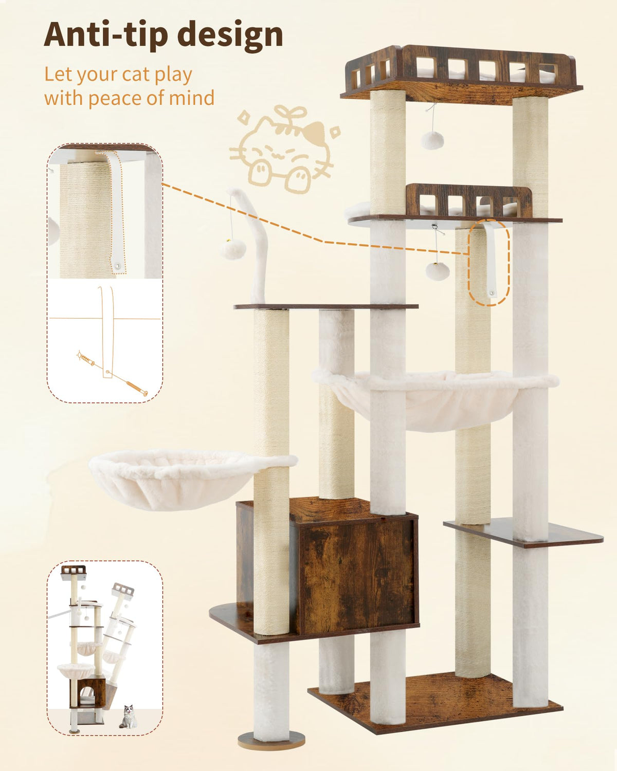 70.5" Wood Tall Cat Tree X95894