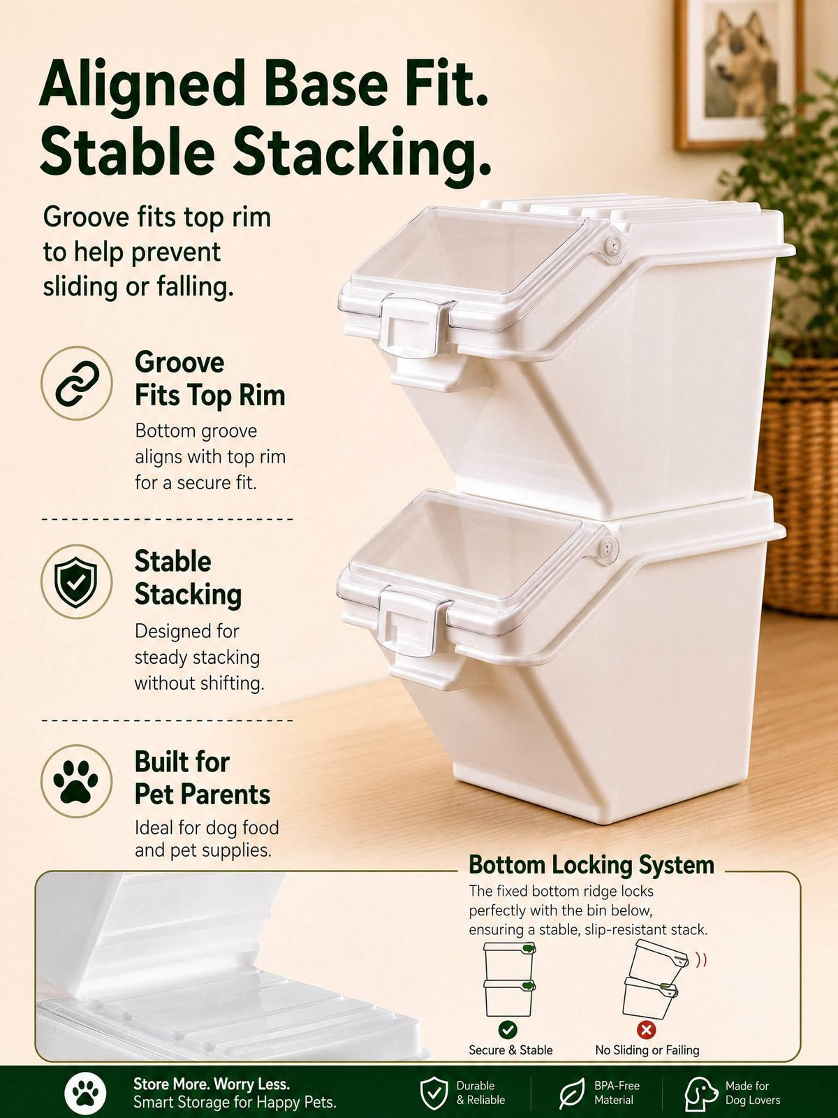 3 Pack Dog Food Storage Container with Scoop T379986