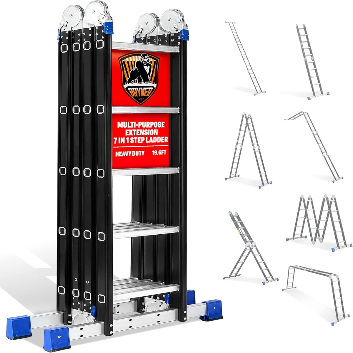 Aluminium 7 in 1 Extension Ladder 19.6Ft 330lbs P893