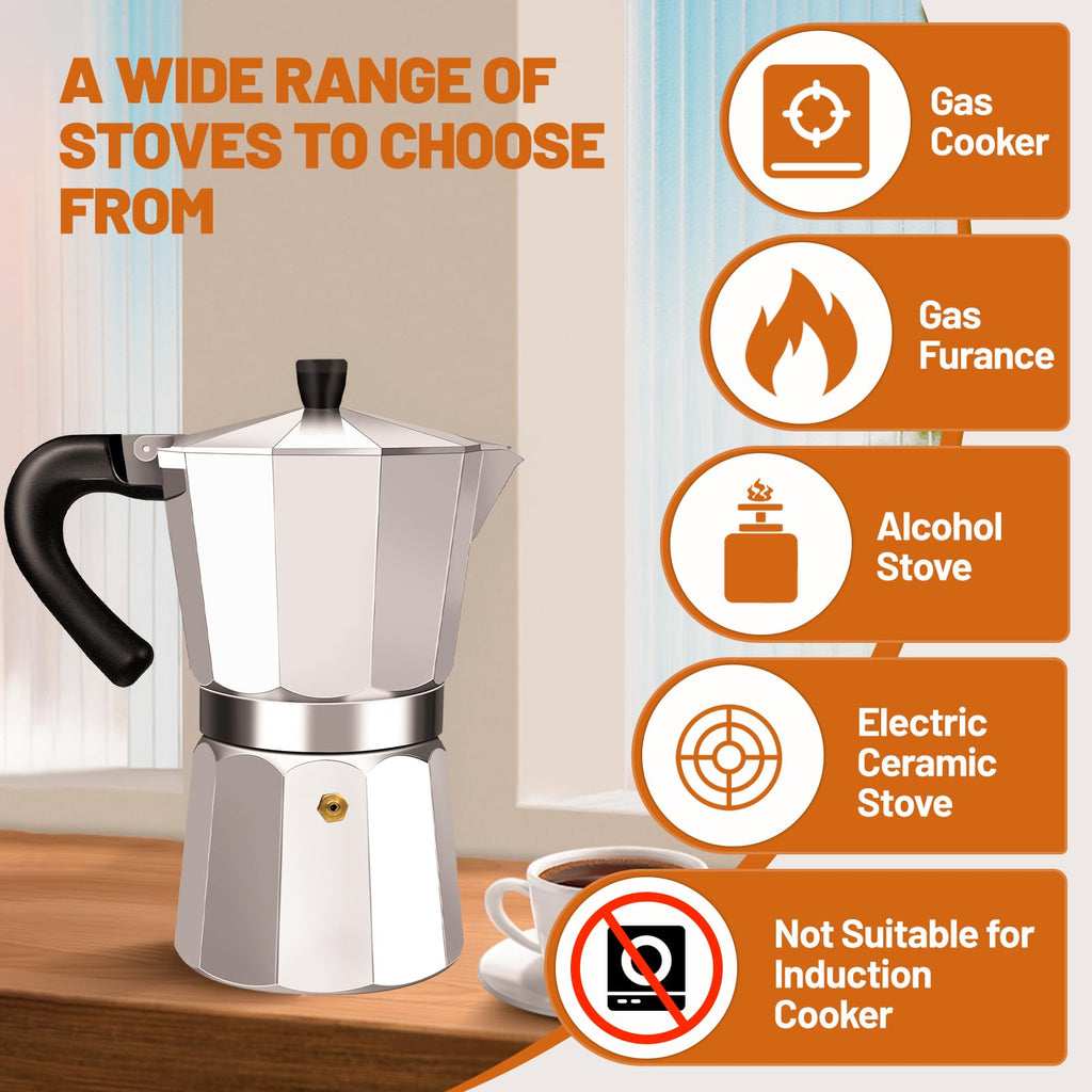 1-2 Cup Aluminum Stovetop Moka Pot Espresso Maker O837