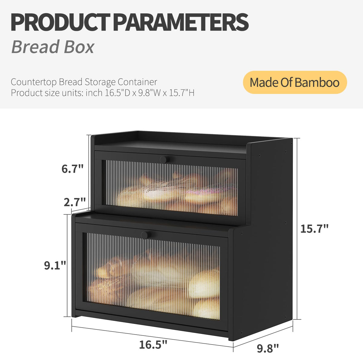 Bamboo Bread Box with Window N92960